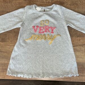 Mudpie Girls Holiday "So Very Merry" long sleeve shirt/tunic 4-5